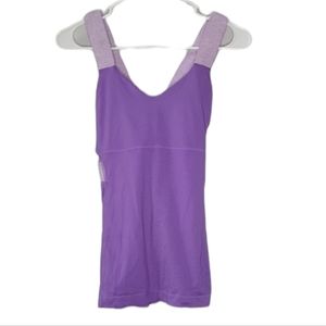 Lululemon Purple Striped Racerback Cutout Detail Tanktop